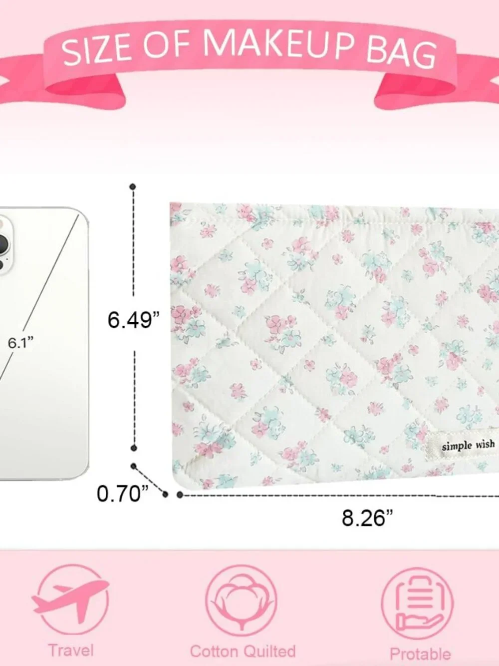 NEW Fashion Floral Makeup Bags Quilted Style Aesthetic Cute Cosmetic Makeup Bag